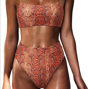 Orange snake skin bikini